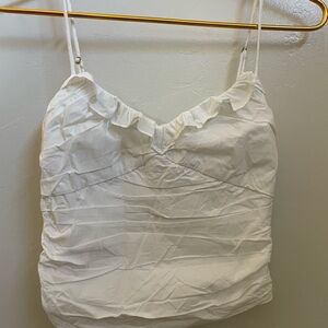 EUC Zara White Ruffled Camisole Crop Top